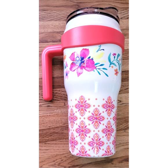 The Pioneer Woman 40oz Folk Geo Pink Stainless Steel Insulated Tumbler Handle - Picture 3 of 14